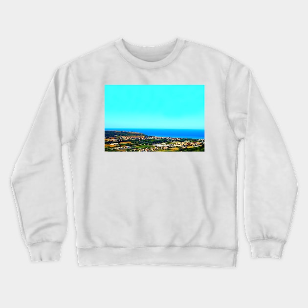 View in Campofilone at the Adriatic Sea and human settlements Crewneck Sweatshirt by KristinaDrozd